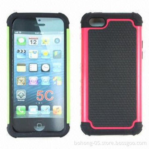 PC and Silicone Cases for iPhone 5C, Spherical Grain, Various Colors Available